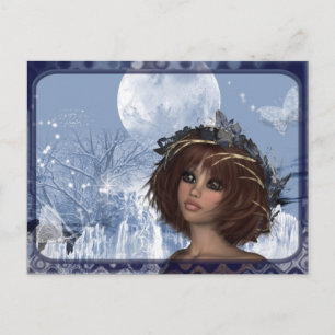 Winter Moon - Fantasy Woman Design Postkarte