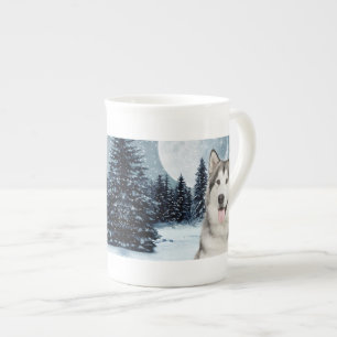 Winter Moon Husky Knochen China Tasse