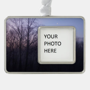 Winter Moon Morning Landschaftsfotografie Rahmen-Ornament Silber