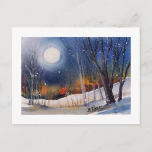 WINTER MOON POSTCARD POSTKARTE