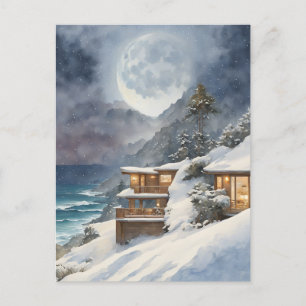 Winter Moonrise Big Sur Postkarte