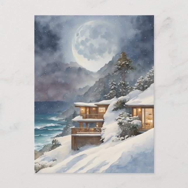 Winter Moonrise Big Sur Postkarte (Vorderseite)