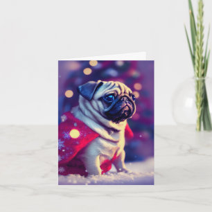 Winter Mops Welpengrüßkarte Karte