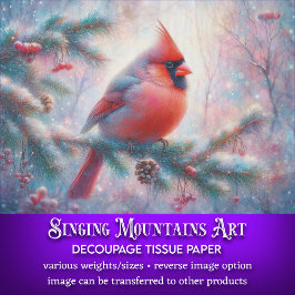 Winter morgens Kardinal im Tannenbaum Seidenpapier