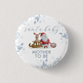 Winter Mother To Be Sleigh Santa Baby Shower Button