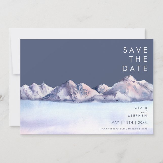 Winter Mountain Abend Save the Date (Vorderseite)