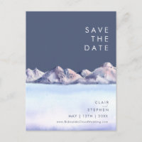 Winter Mountain Abend Save the Date Postkarte