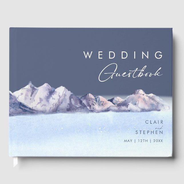 Winter Mountain Abend Wedding Guest Book Gästebuch (Vorderseite)