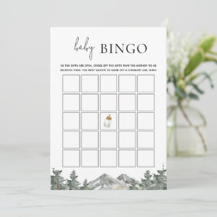 Winter Mountain Baby Shower Bingo Spielkarten Einladung