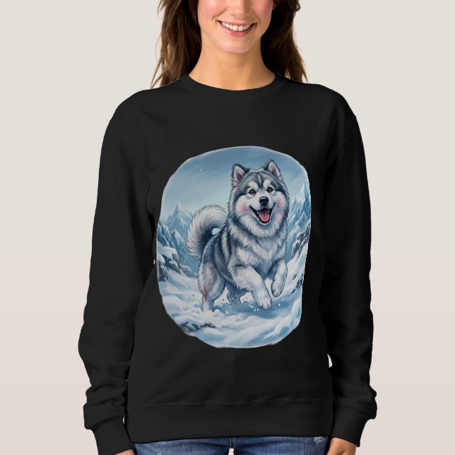 Winter Mountain Dog Brustdruck Sweatshirt (Vorderseite)