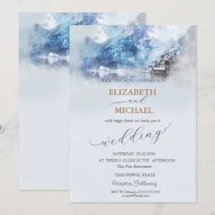 Winter Mountain Lake Hochzeitseinladung Einladung