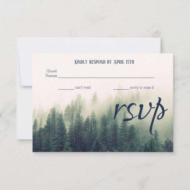 Winter Mountain Pines Wedding RSVP Card (Vorderseite)
