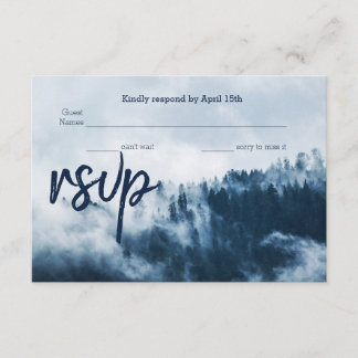 Winter Mountain Pines Wedding RSVP Card Karte