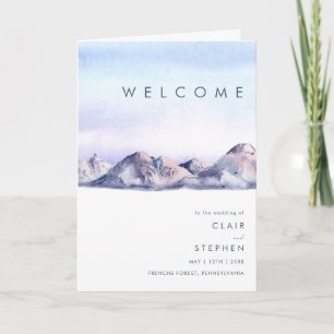 Winter Mountain Sunset Folded Wedding Programm