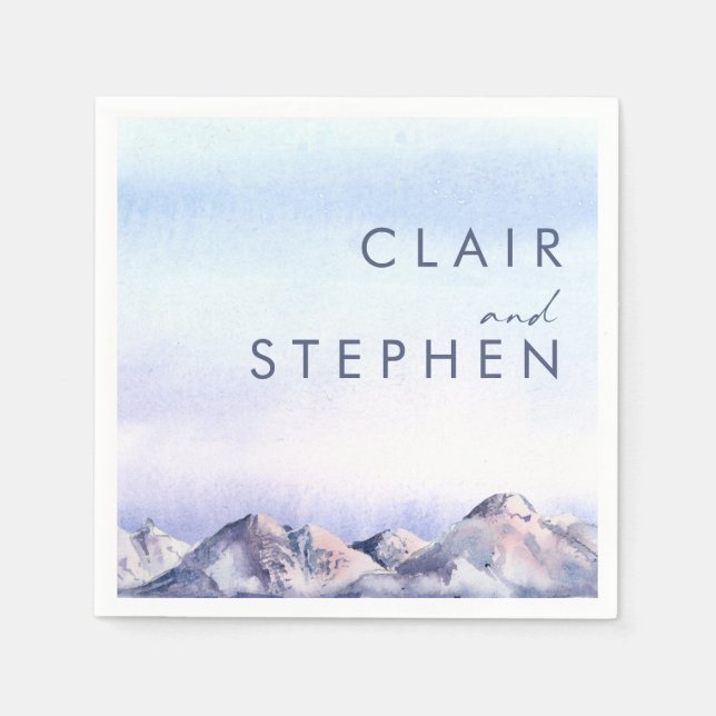 Winter Mountain Sunset Wedding Napkins Serviette (Vorderseite)