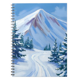 Winter Mountain Watercolor Snow Nature Landscape Notizblock