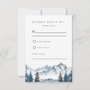 Winter Mountains Pine Tree Hochzeit RSVP