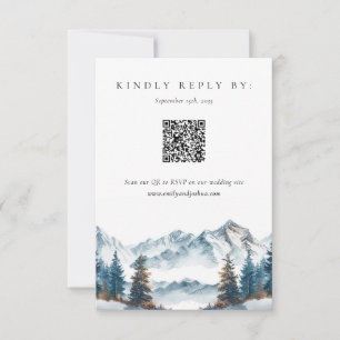 Winter Mountains Pine Tree Hochzeit RSVP Karte