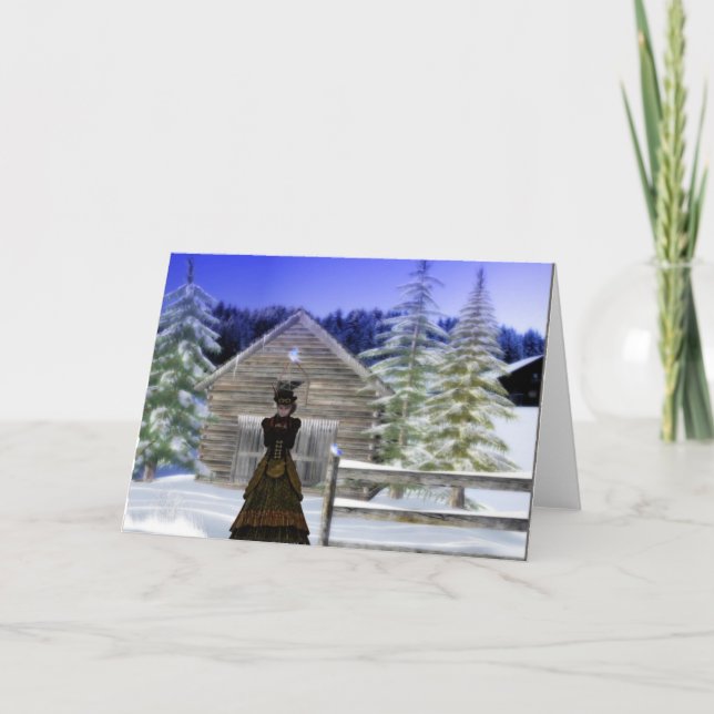 Winter-Nacht Feiertagskarte (Vorderseite)