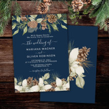 Winter Navy Blue Elegante Script Hochzeit