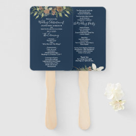 Winter Navy Blue Elegante Script Wedding Programm Fächer