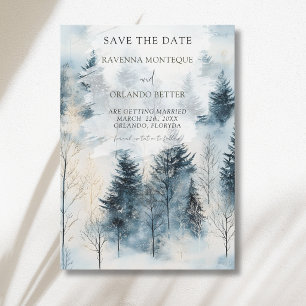 Winter Nebel Schnee Kiefer Wald Hochzeit Save The Date