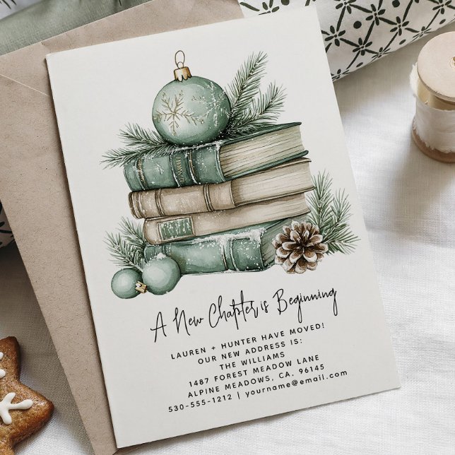 Winter neues Kapitel beginnt Wasserfarbenurlaub Ankündigungspostkarte (Von Creator hochgeladen)