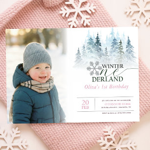 Winter Niederlande Junge Mädchen Foto 1. Geburtsta Einladung