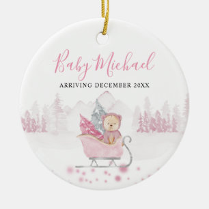 Winter Niedlich Bear Baby Girl Schwangerschaft Ank Keramik Ornament