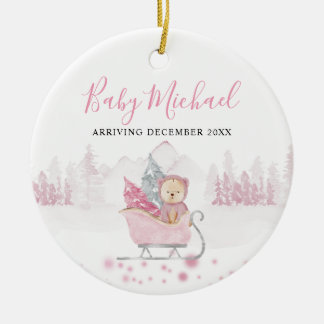 Winter Niedlich Bear Baby Girl Schwangerschaft Ank Keramik Ornament