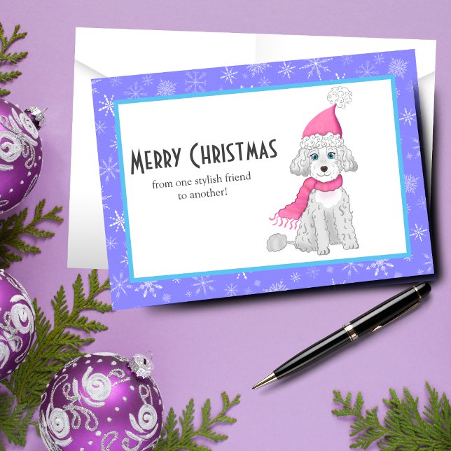 Winter Niedlich Poodle Frohe Weihnachtsfreundschaf Feiertagskarte (Winter Cute Poodle Merry Christmas Friendship Holiday perfect for dog lovers!)