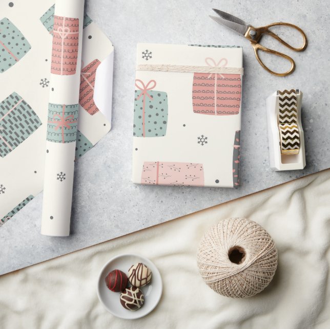 Winter Niedliche Geschenke Pastel Muster Weihnacht Geschenkpapier (Kunsthandwerk)
