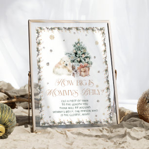 Winter Niedlicher Eisbär Wie groß ist Mama's Bauch Poster