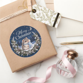 Winter Night Christmas Hamster Sticker