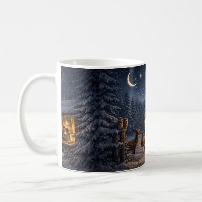 Winter Night Love Cabin – Friedlich  Kaffeetasse (Links)