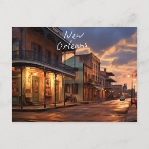 "Winter Nights in New Orleans" Postkarte. Feiertagspostkarte
