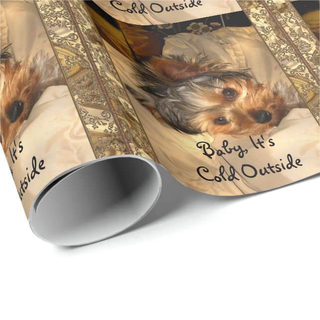 Winter Nights Yorkie Elegant Geschenkpapier (Rolleneckpunkt)