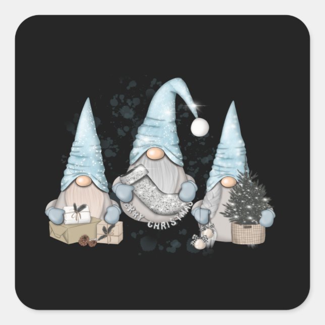Winter Nordic Gnomes Quadratischer Aufkleber (Vorderseite)