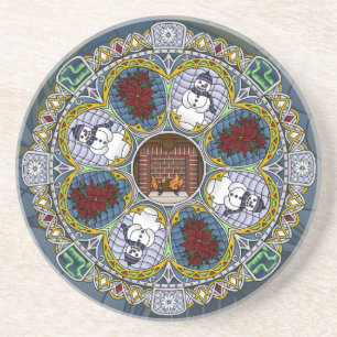 Winter Nouveau Sandstein-Untersetzer Untersetzer