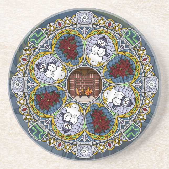 Winter Nouveau Sandstein-Untersetzer Untersetzer (Vorne)