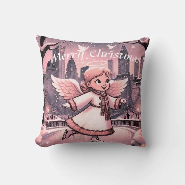 Winter NYC Angel Skaten Kissen (Vorderseite)