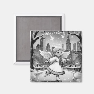 Winter NYC Angel Skaten Magnet