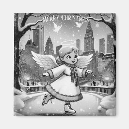 Winter NYC Angel Skaten Magnet