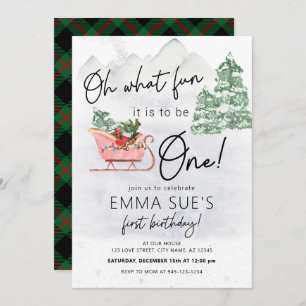Winter Oh, was Spaß Weihnachten Sleigh Erster Gebu Einladung