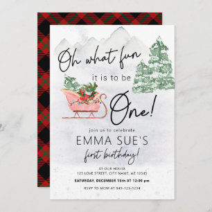 Winter Oh, was Spaß Weihnachten Sleigh Erster Gebu Einladung