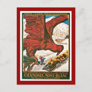 Winter Olympia Vintage Travel Poster Postkarte