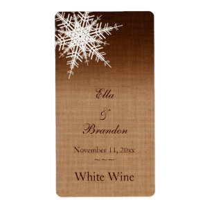 Winter Ombre Wedding Wine Label