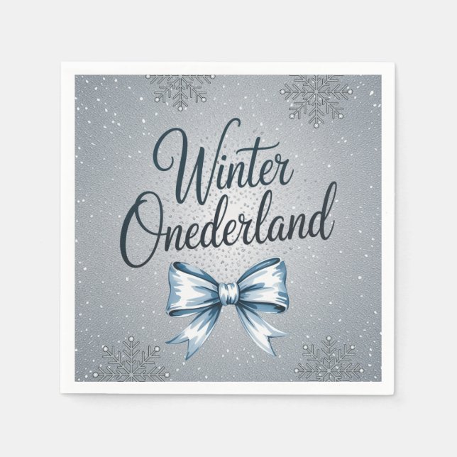 Winter Onderland Boys 1. Geburtstagsfeier Serviette (Vorderseite)