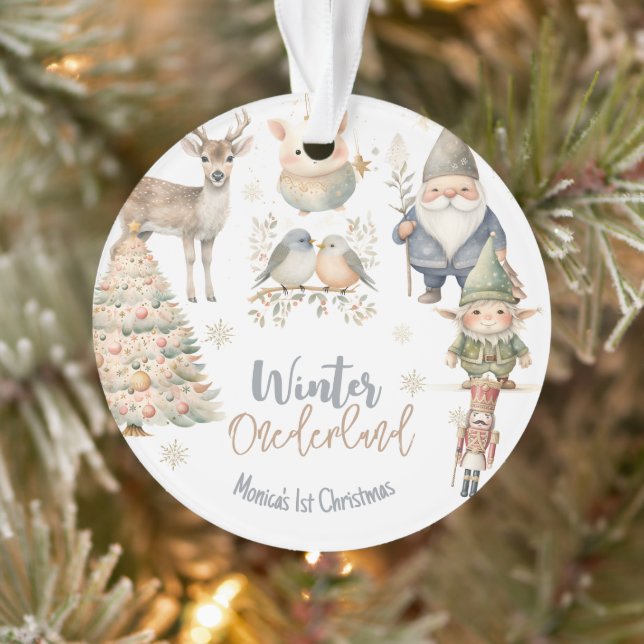 Winter onderland Erstes Weihnachtsfest Foto Ornament (Baum)