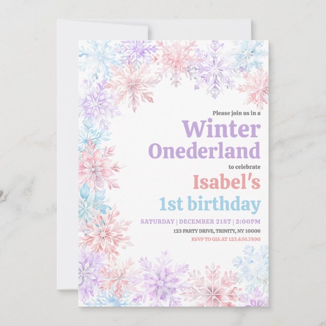 Winter Onderland Geburtstag Einladung (Vorderseite)